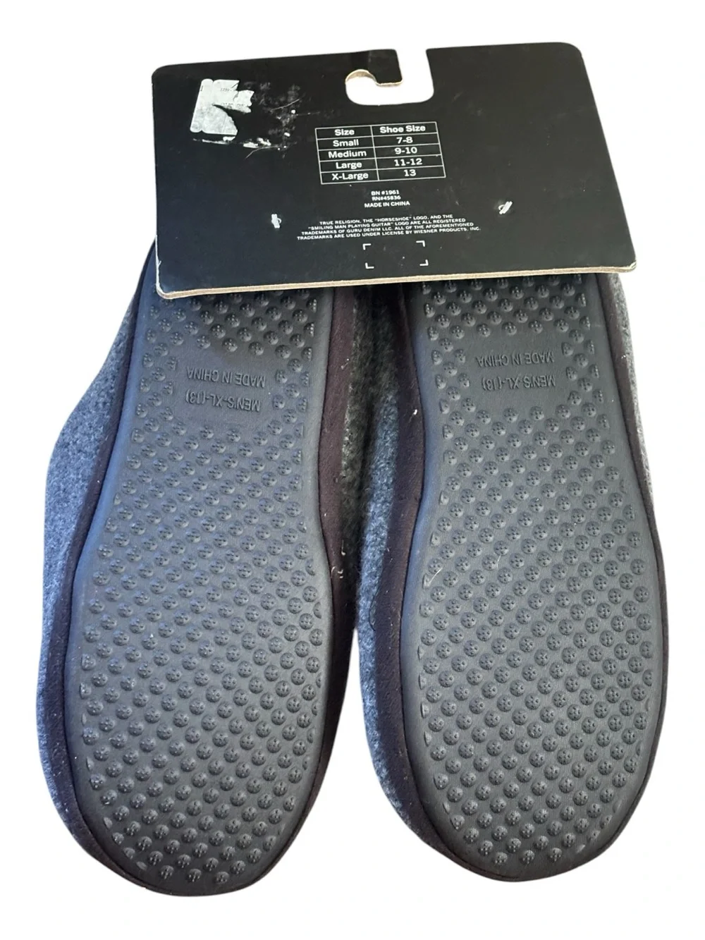 True Religion Gray Felt Slippers Size XL or 13 NWT